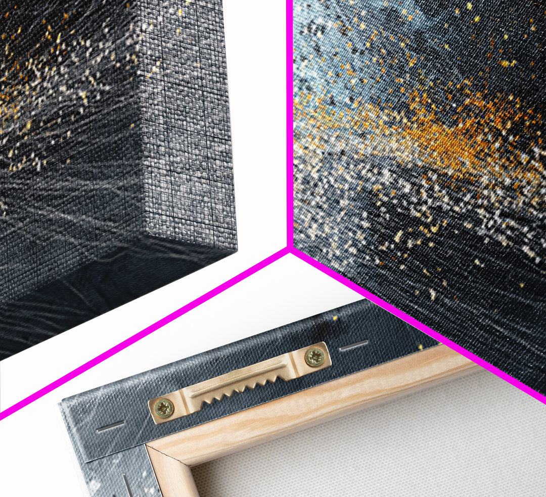 Gray Gold Storm Burst Abstract Large Wall Art, Textured Canvas Print, Modern Living Room Decor, Statement Home Decor Gift
