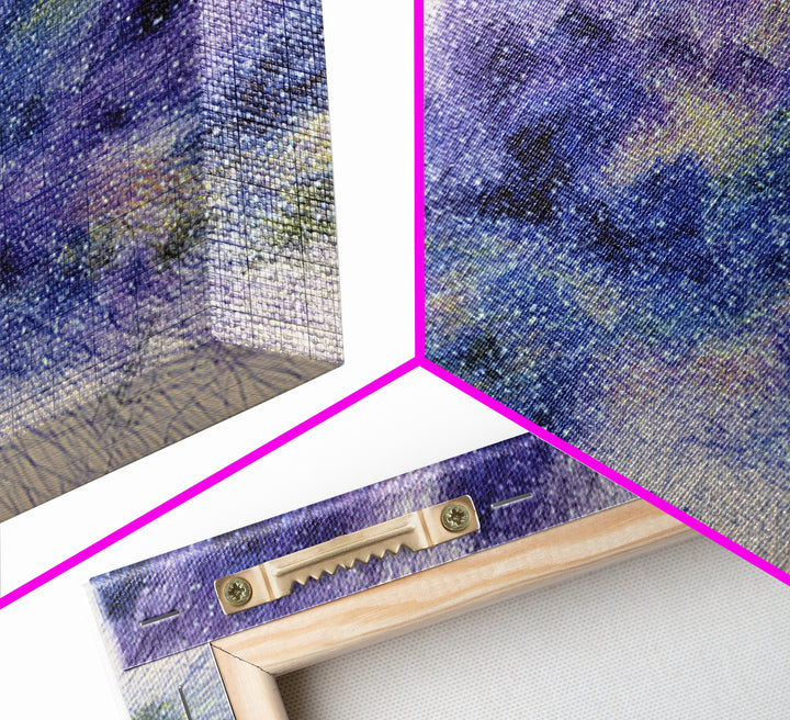 Purple Blue Starry Dreamy Nebula Abstract Wall Art, Cosmic Canvas Print, Modern Bedroom Decor, Spiritual Meditation Gift