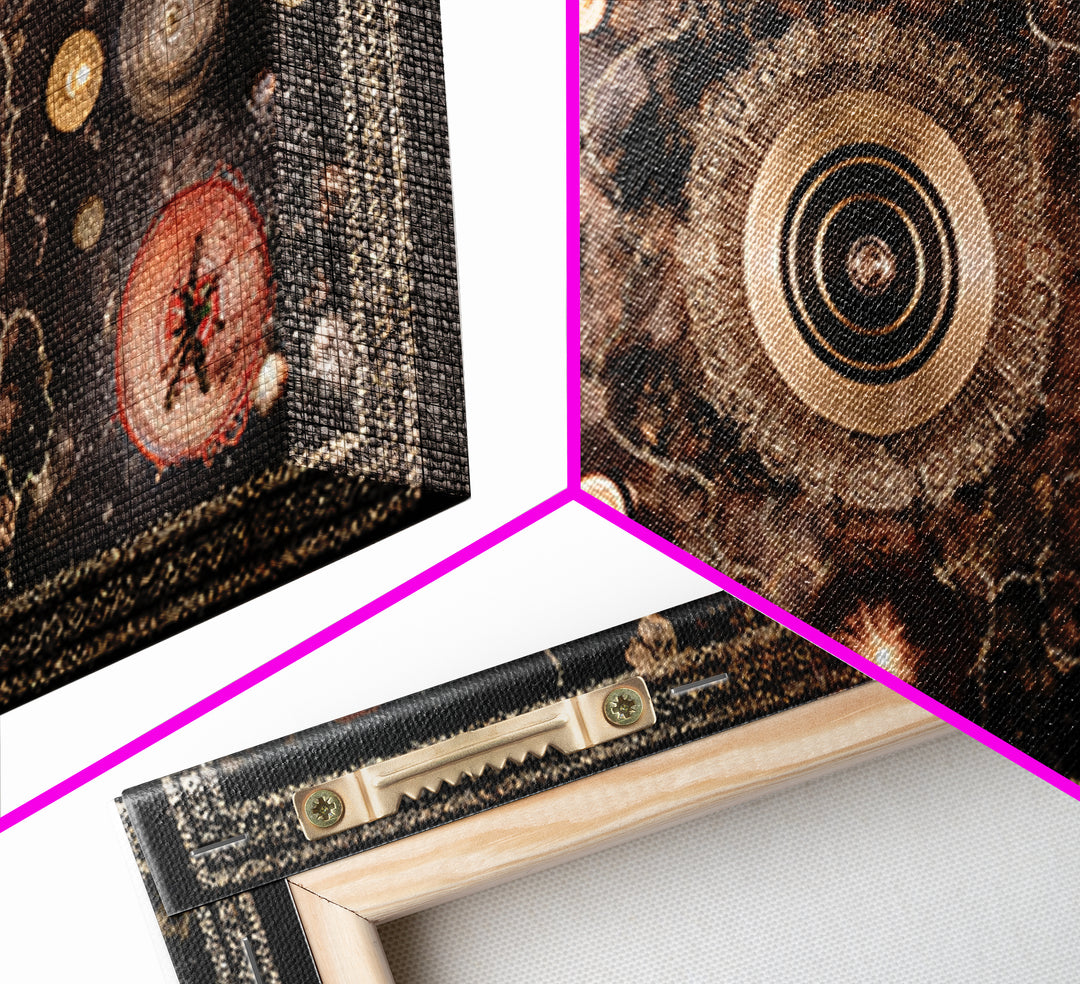 Celestial Tribal Mandala Altar Wall Art, African Inspired Abstract Art, Spiritual Gold Canvas Decor For Meditation Room Decor