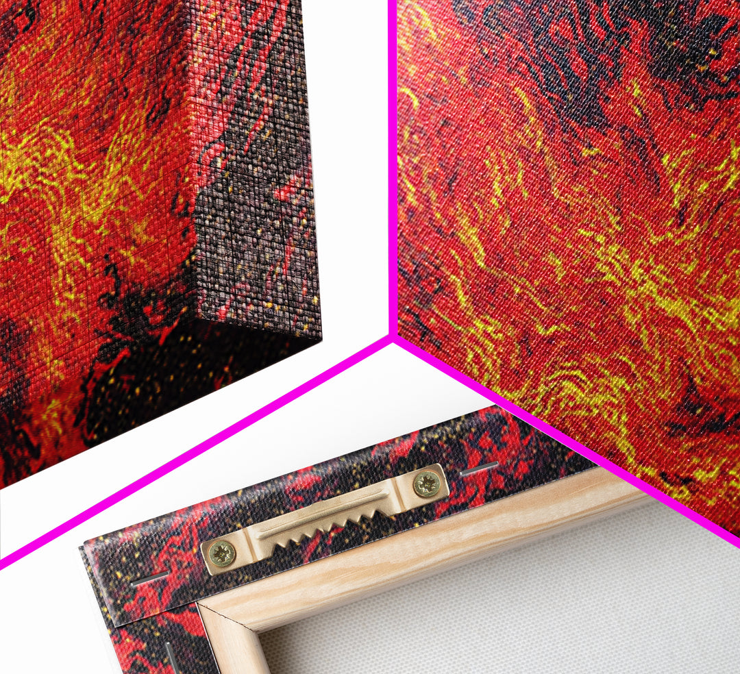 Fiery Red Lava Flow Canvas Print, Abstract Wall Art, Burnt Orange Art, Modern Home Decor, Bold Living Room Painting, Statement Piece