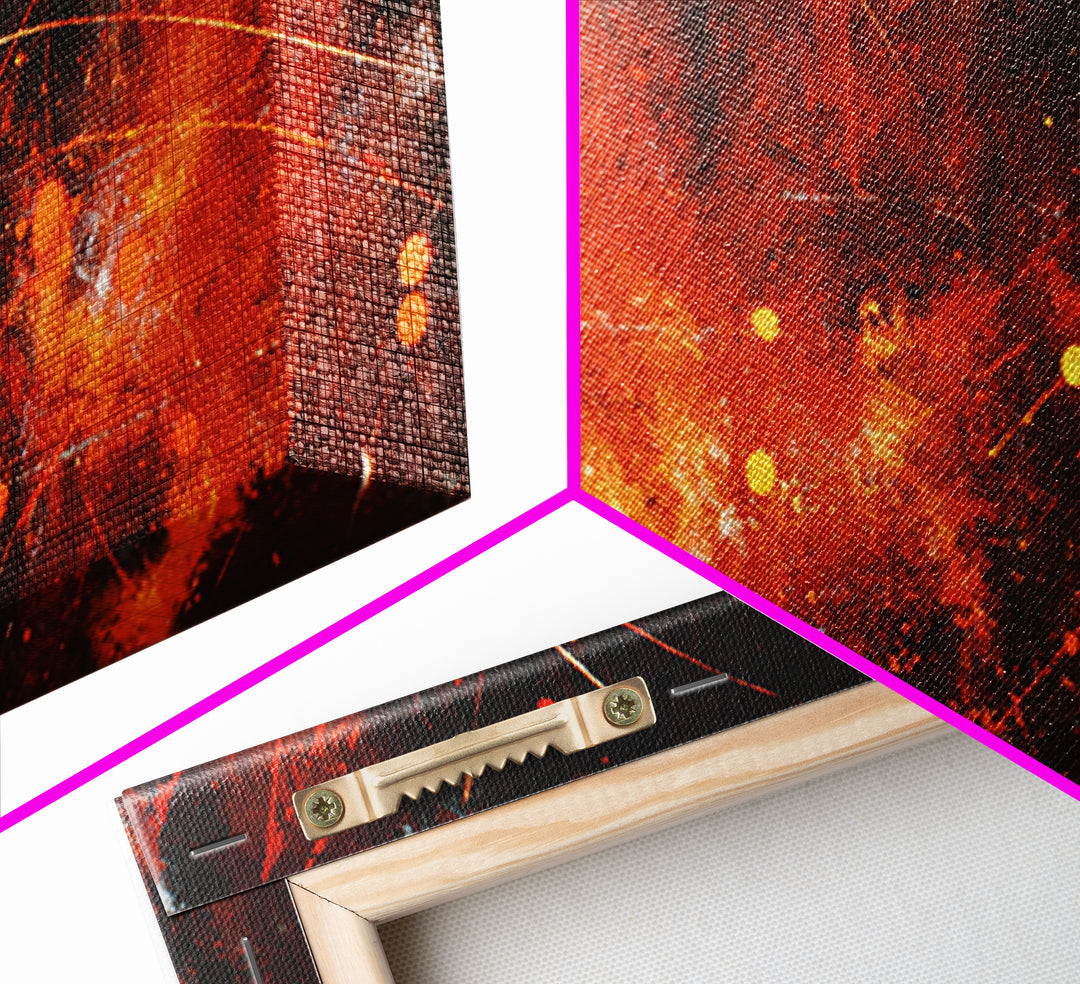 Red Orange Abstract Fire Canvas Print, Modern African Inspired Wall Decor, Bold Contemporary Art, Burnt Orange Living Room Decor