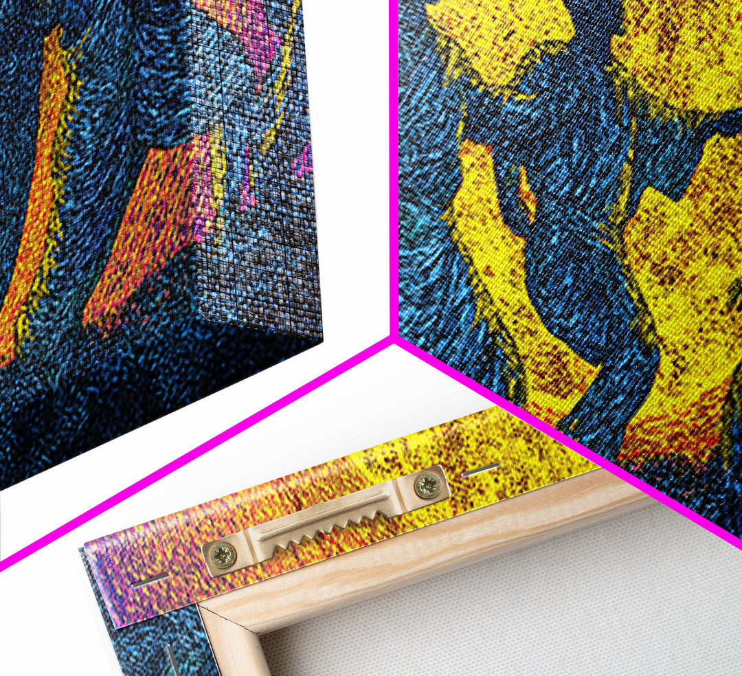 African Dancers In Golden Sun Wall Art, Colorful Afrocentric Decor, Tribal Celebration Print, Black Culture Canvas Art Gift