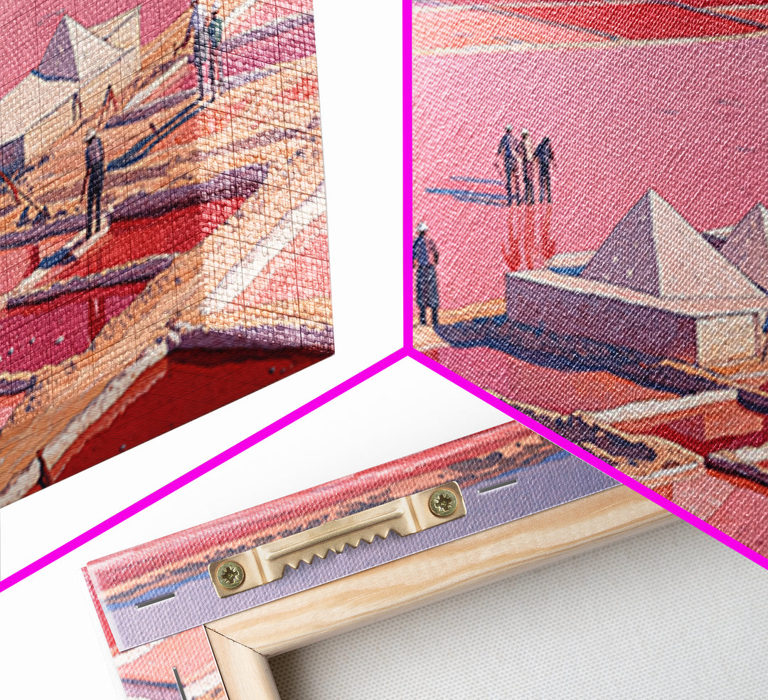 Pink Salt Pans And Desert Canvas Print, African Landscape Art, West Africa Travel Decor, Unique Coastal Wall Decor Home Gift