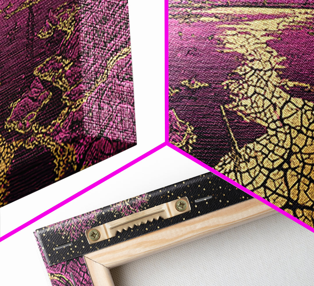 Mystic Purple Savannah Path Wall Art, African Tree Landscape, Starry Night Boho Decor, Spiritual Canvas For Living Room Gift