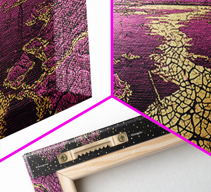 Mystic Purple Savannah Path Wall Art, African Tree Landscape, Starry Night Boho Decor, Spiritual Canvas For Living Room Gift