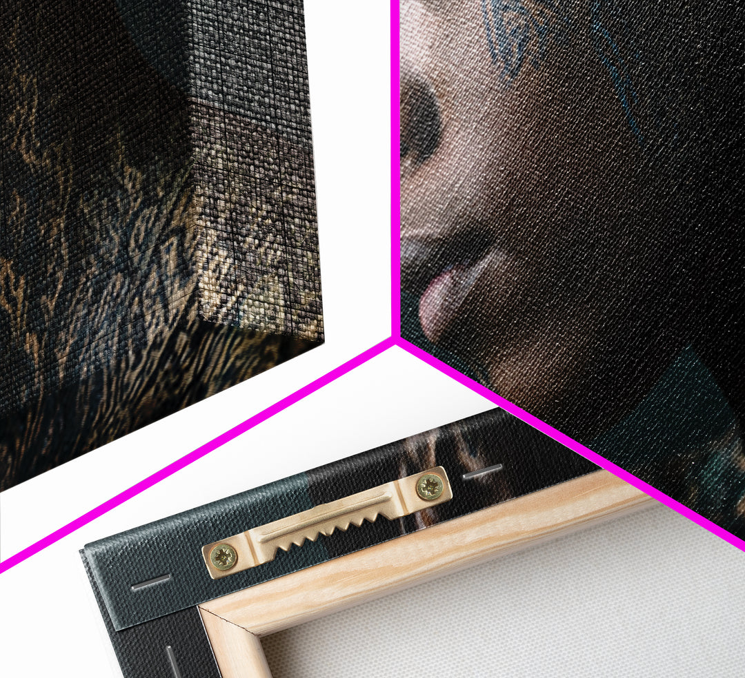 Tattooed Black Woman Portrait Framed Canvas Print, African Beauty Wall Art, Dramatic Profile Photography, Melanin Decor Gift