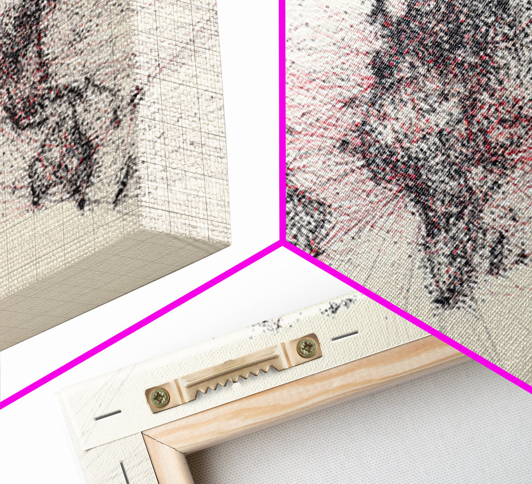 Dotted World Map In Black And Red, African Inspired Wall Art, Abstract Global Network Print, Modern Office Home Decor Gift