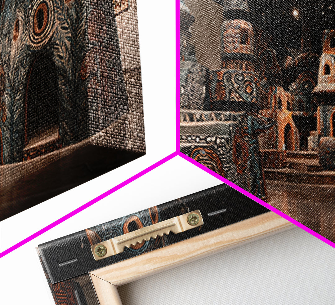 Monumental African Ceramic Sculpture Gallery, Framed Canvas Print, African Art Sculpture, Tribal Decor Statement Piece Gift