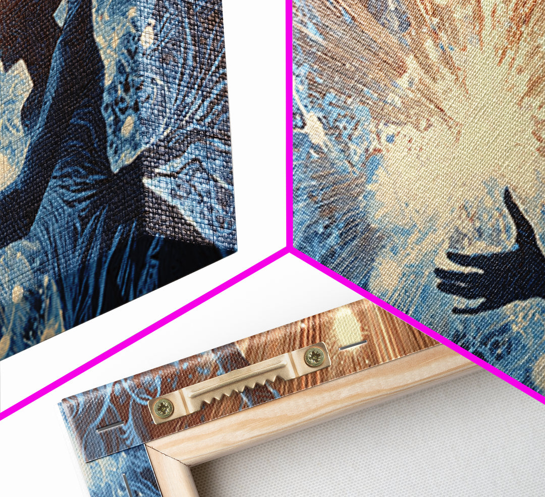 Mystical Blue African Woman Wall Art, Spiritual Abstract Canvas Print, Afrocentric Female Power Art, Dreamy Home Decor Gift