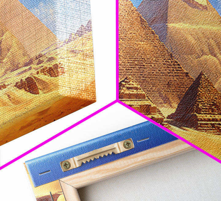 Golden Egyptian Pyramids And Sphinx Desert Wall Art, African Egyptian Art, Ancient African Art, Africa Poster Print Home Decor