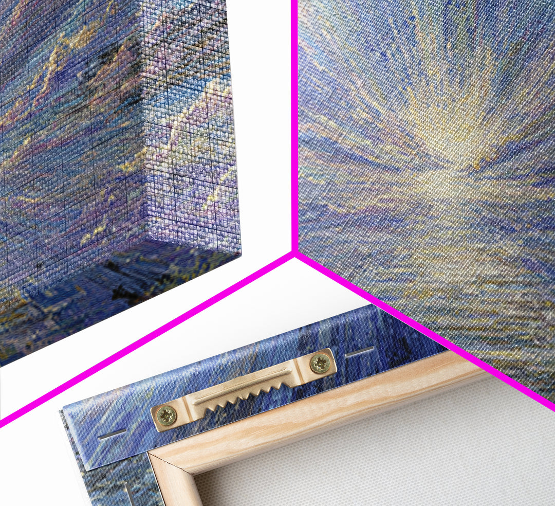 Radiant Sunrise Over Shimmering Ocean Wall Art, Blue Wall Art, Nature Scene Art, Modern Canvas Art, Living Room Decor Gift