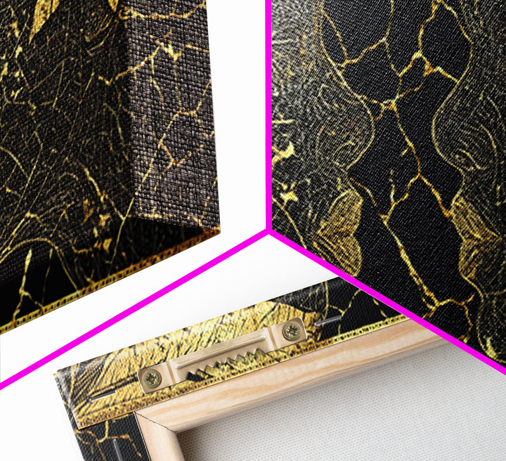 Gold Leaf African Profile Faces Wall Art, Black Gold Abstract Portrait, Afrocentric Canvas Print, Elegant Cultural Decor