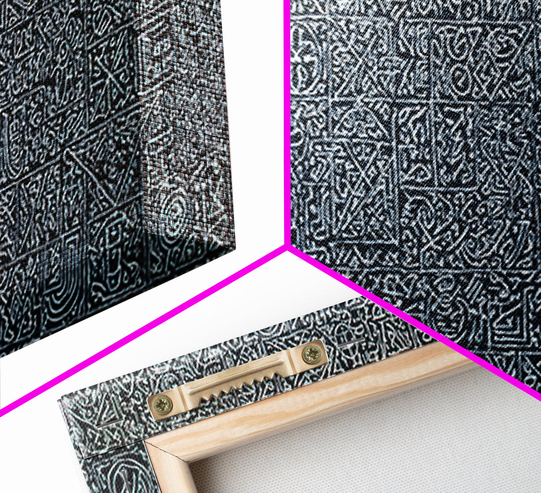 White Tribal Glyph Pattern On Black Wall Art, African Tribal Art, Geometric Wall Art, Ethnic Home Decor Canvas Print Gift