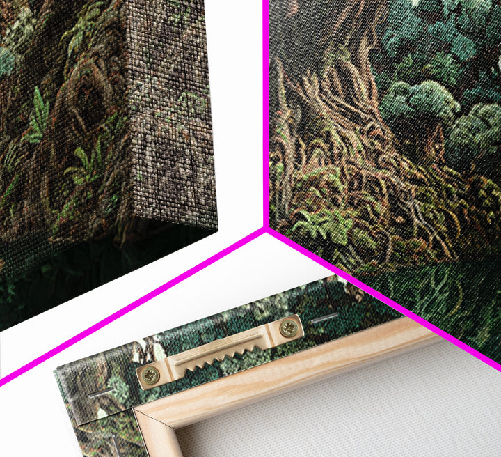 Ancient Banyan Tree Lagoon Canvas Print, Mystical Jungle African Landscape Wall Art, Boho Nature Decor, Statement Home Gift