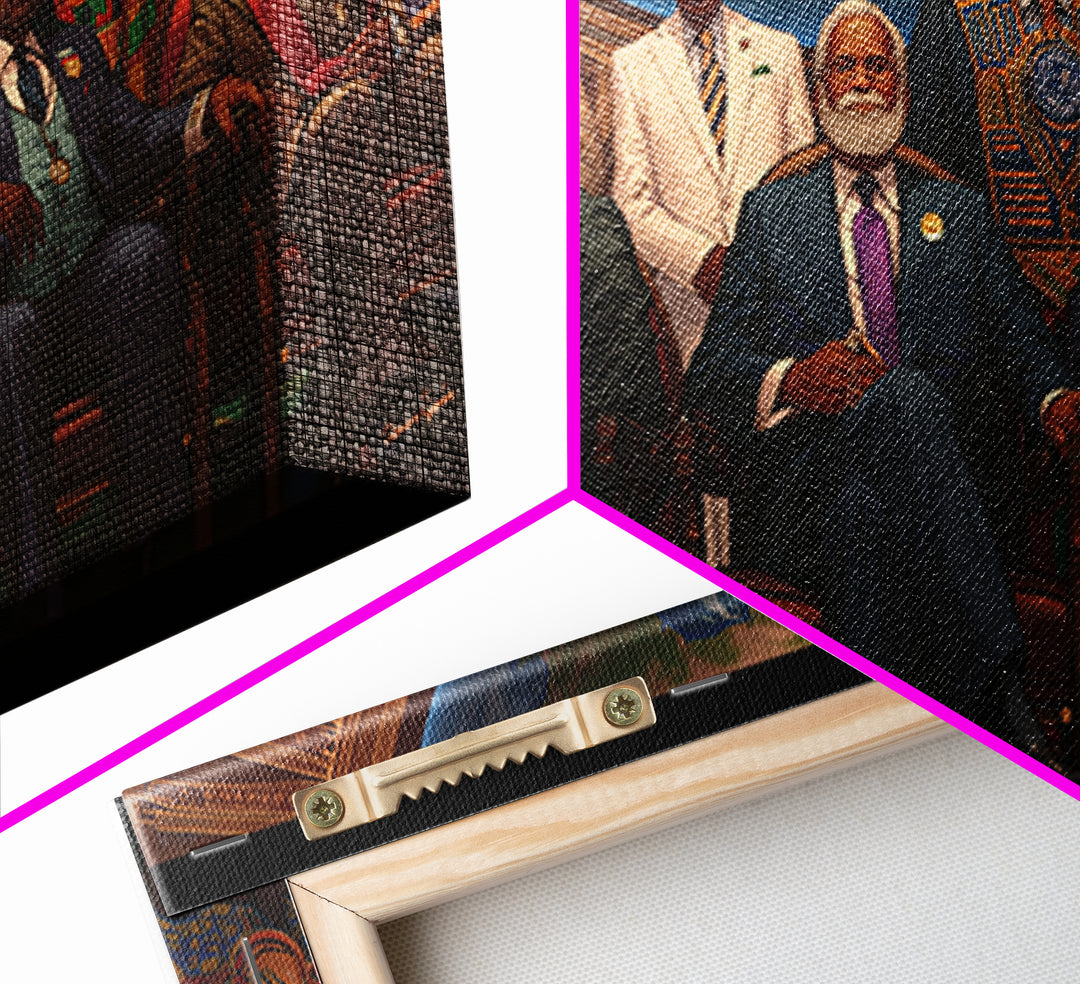 African Dignitaries Beneath Earth Canvas Print, Pan African Wall Art, Black History Decor For Executive Office Wall Decor