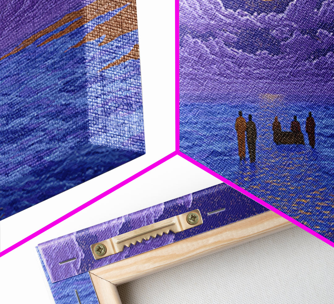 Purple Moonlit Ocean Journey Wall Art, African Inspired Art, Dreamy Wall Art, Spiritual Wall Decor, Mystical Wall Art Gift