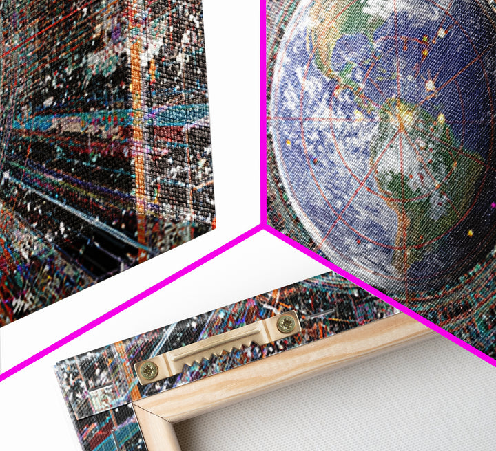 Afrofuturist Earth Data Portal Canvas Print, Digital Art Africa, Modern African Art, Futuristic Office Wall Decor For Tech Lovers