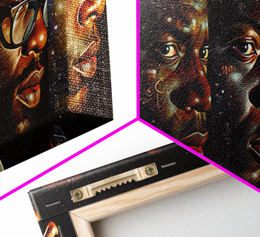 Six Black Men Portraits In Golden Light Canvas Print, Modern Black Art, African American Wall Art, Masculine Home Decor Gift