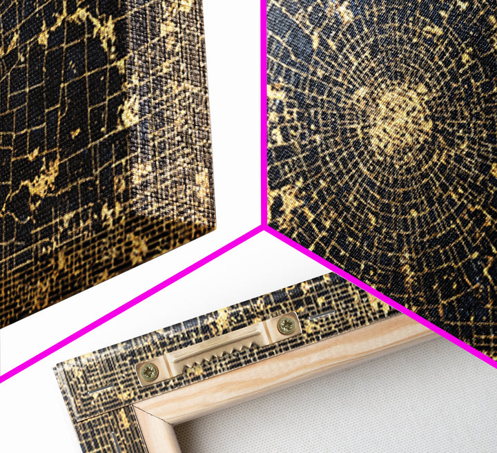 Black Gold Geometric Spiral Canvas Print, Abstract African Art, Luxury Wall Decor, Modern Afrocentric Statement Piece Gift