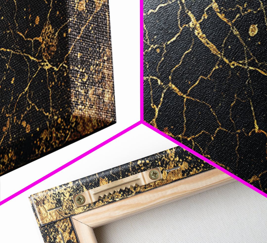 Black Gold Cracked Marble Wall Art, Abstract African Art Print, Luxury Canvas Decor, Earth Tone Textured Statement Piece
