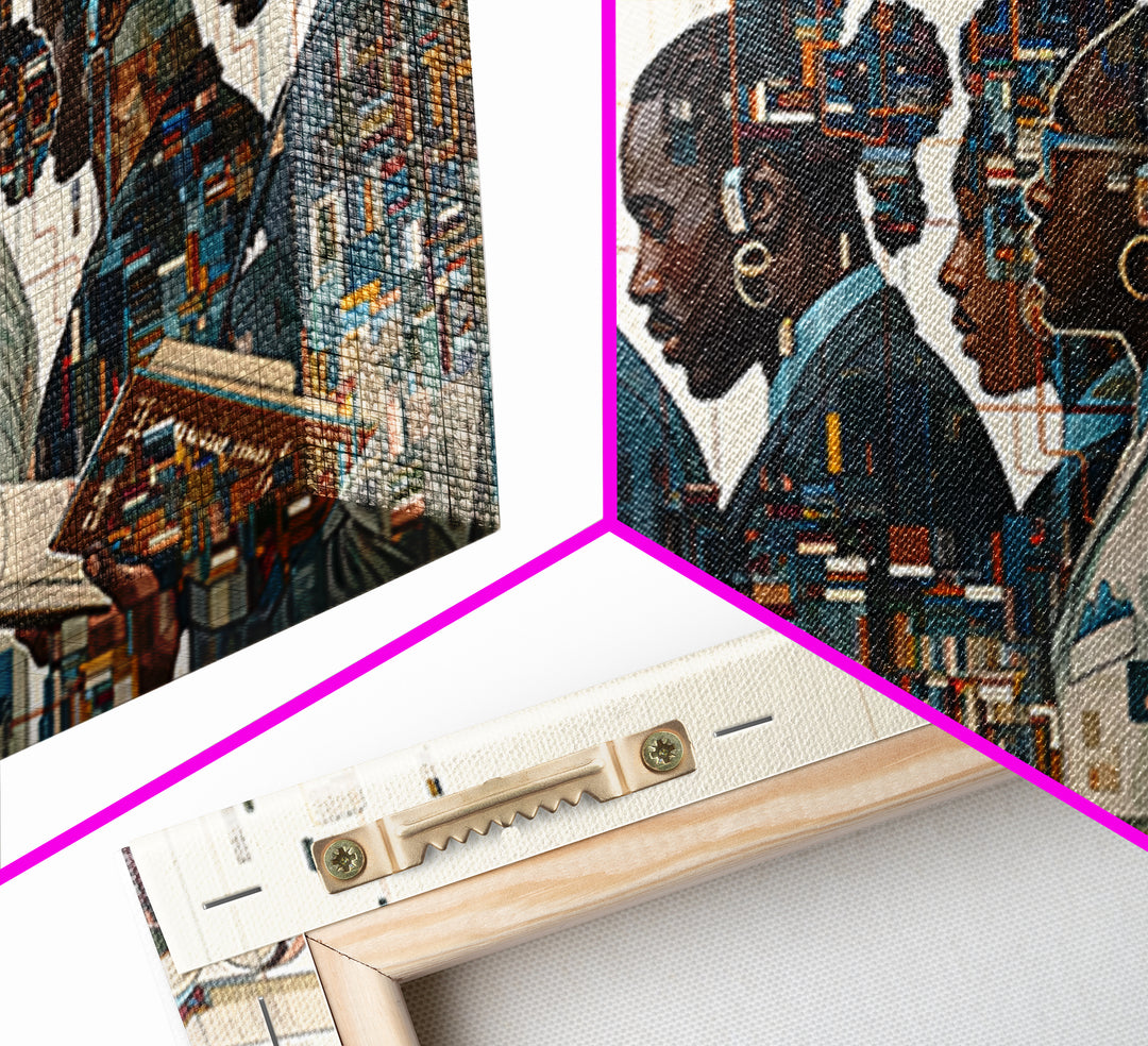 Black Scholars In Geometric Profile Wall Art, African American Art, Modern Black Culture Art, Office Decor, Afrocentric Prints