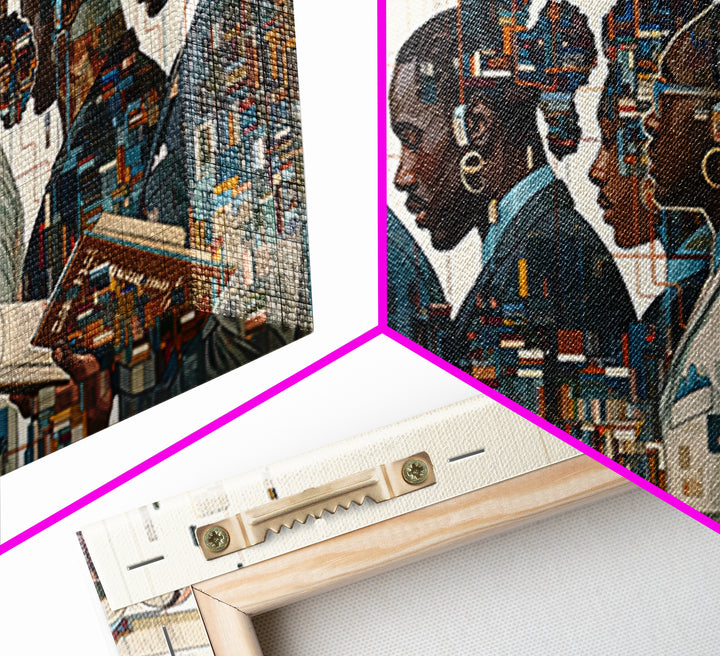 Black Scholars In Geometric Profile Wall Art, African American Art, Modern Black Culture Art, Office Decor, Afrocentric Prints