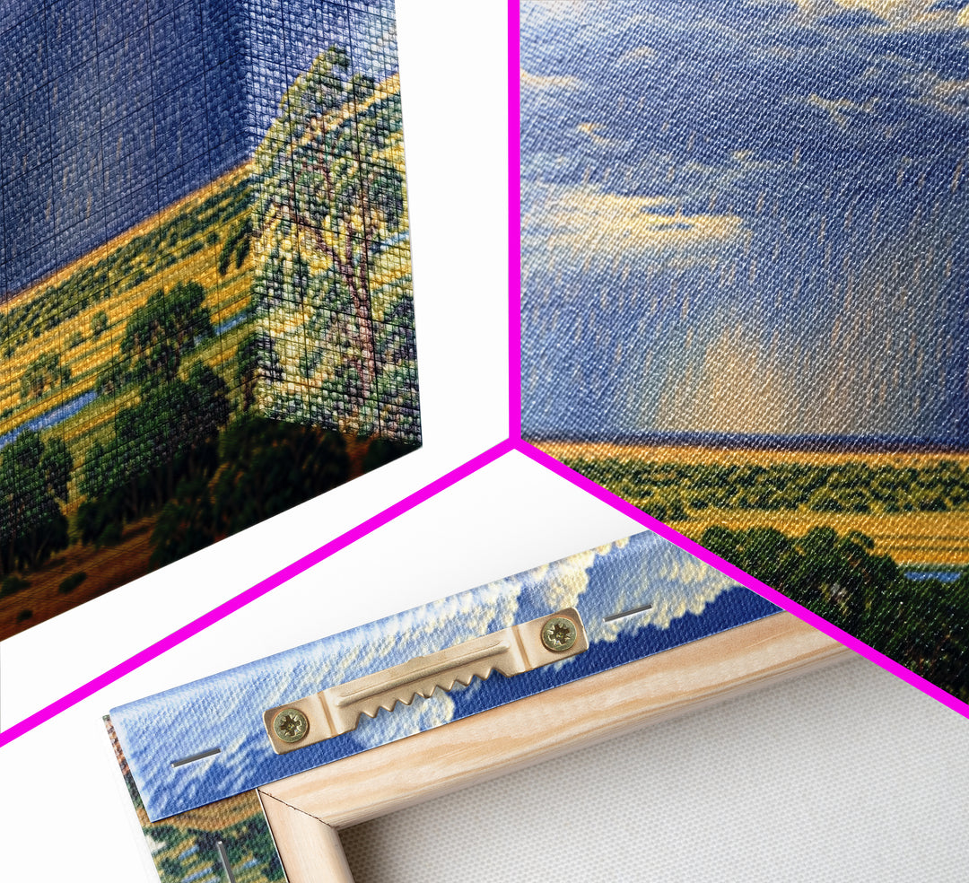 Blue Rain Clouds Over Green Savanna Wall Art, African Safari Art, Serengeti Wall Art, Nature Scene Art, Large Decor Art Gift