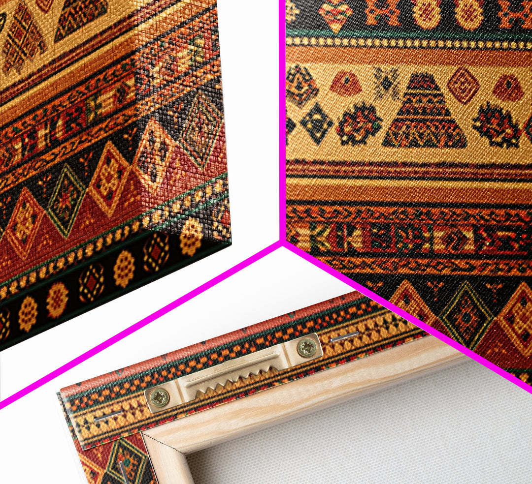 Traditional African Stripe Textile Wall Art, Ankara Pattern Print, Tribal Wall Decor, Warm Cultural Home Decor For Living Room