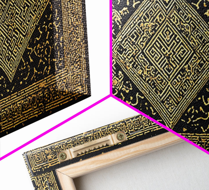 Ornate Black Gold African Pattern Wall Art, Luxury Canvas Decor, Tribal Geometric Print, Elegant Cultural Home Decor Gift