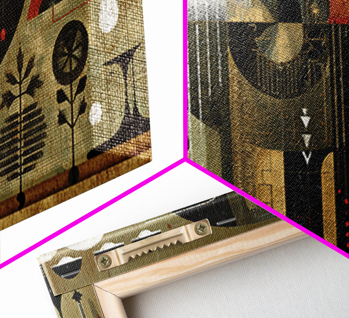 Abstract African Rain Birds Wall Art, Mid Century Tribal Patterns, Modern Afrocentric Decor Canvas Print Gift For Living Room