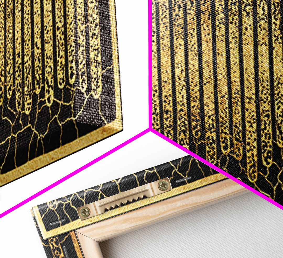 Black Gold African Textile Lines Wall Art, Abstract African Art Print, Tribal Pattern Canvas, Modern Afrocentric Decor Gift