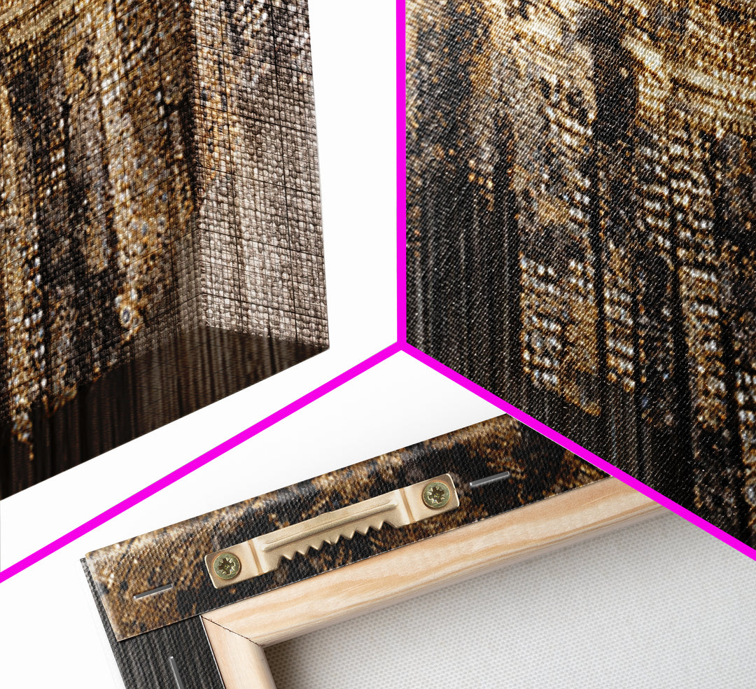 Golden Beaded Chandelier Abstract Canvas Print, Luxury African Art Decor, Black And Gold Wall Decor, Statement Home Decor