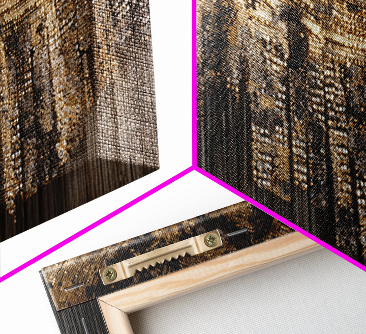 Golden Beaded Chandelier Abstract Canvas Print, Luxury African Art Decor, Black And Gold Wall Decor, Statement Home Decor