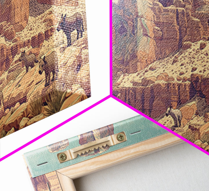 Desert Elephant Canyon Canvas Print, African Safari Art, Serengeti Wall Art, Animal Landscape, Rustic Living Room Decor Gift