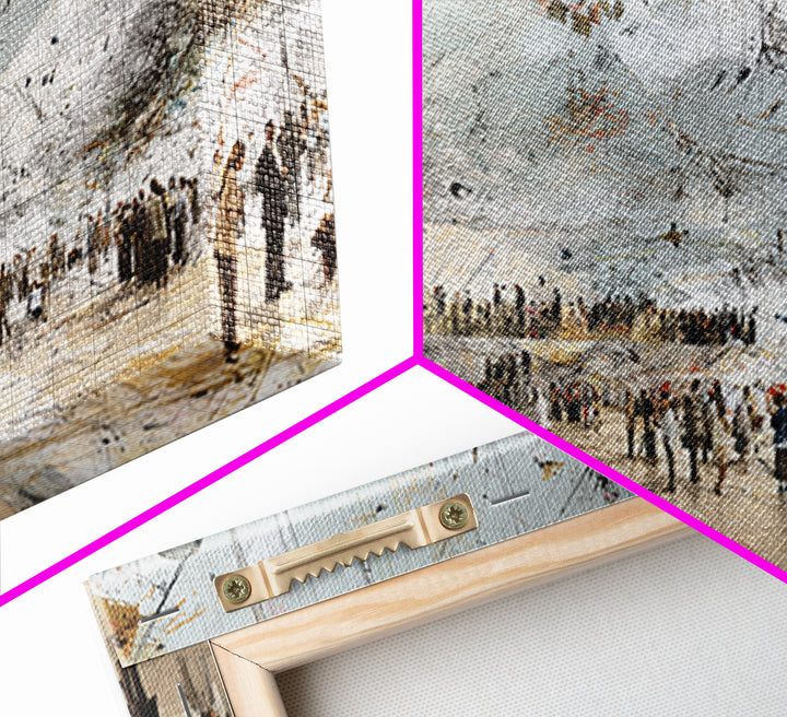 Vast White Museum Crowd And Light Beam Wall Art, Contemporary Abstract Art Print, Modern Office Decor, Large Gallery Canvas