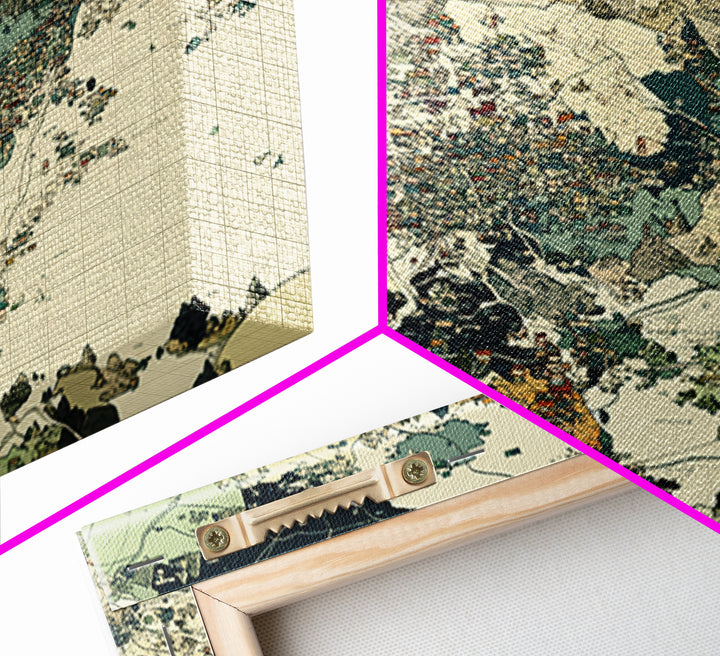Earth Tone African Landscape Map Canvas Print, Abstract Travel Art, Beige Green Wall Decor, Cultural Office Home Decor Gift