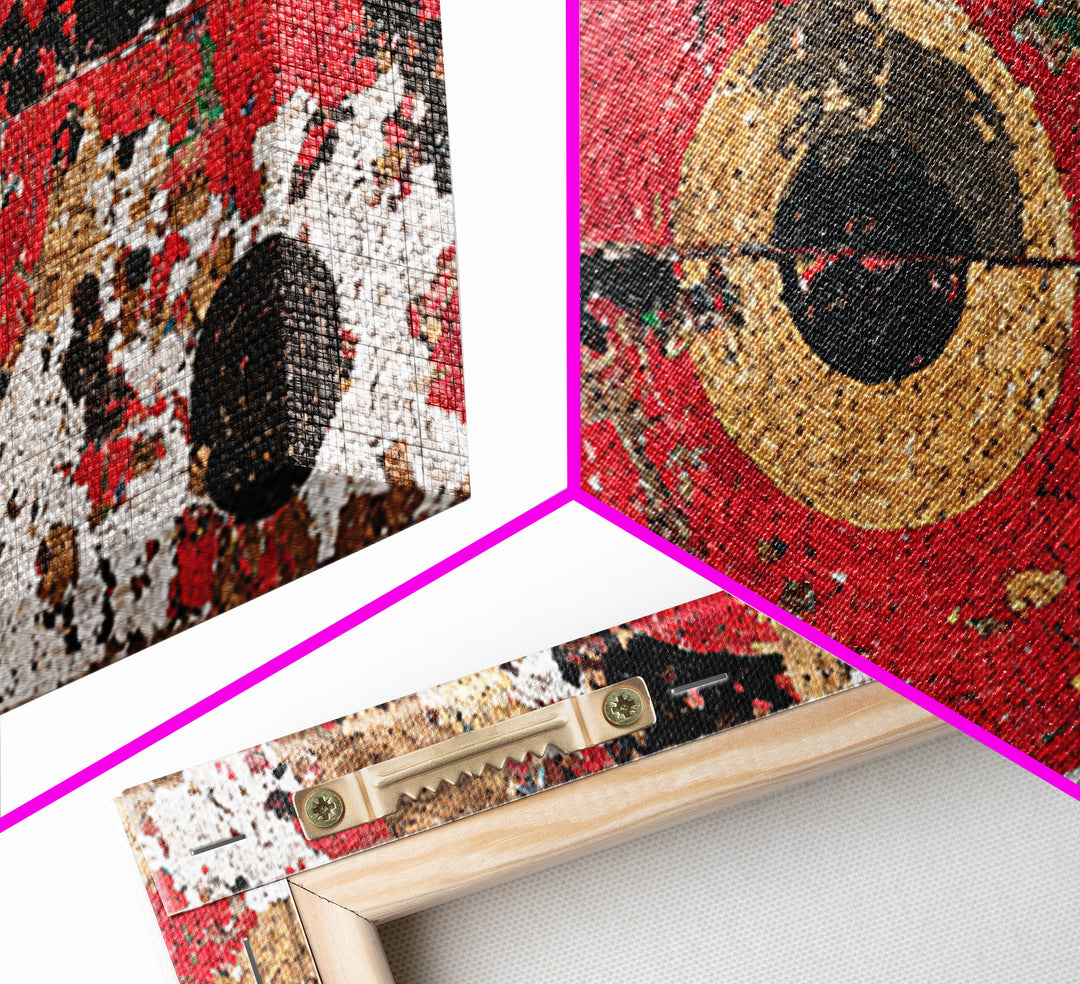 Red Black Gold African Target Abstract Wall Art, Geometric Textile Pattern Print, Bold Afrocentric Modern Decor Canvas Gift