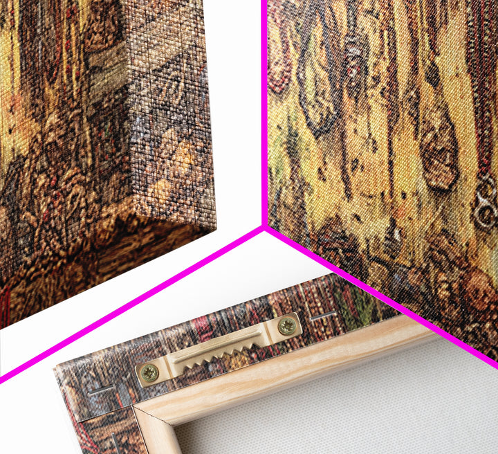 Rustic African Market Interior Canvas Print, Tribal Jewelry And Textile Wall Decor, Warm Boho Cultural Living Room Art Gift