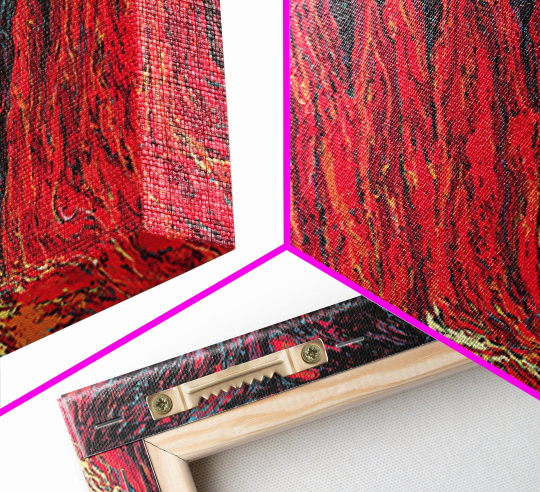 Red Spirit Procession Abstract Wall Art, African Inspired Figures, Mystical Cultural Painting, Bold Black And Red Decor Gift