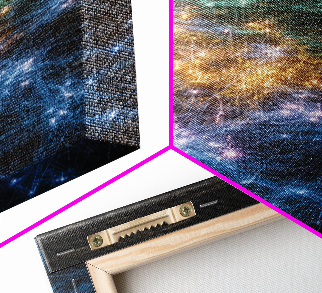 Glowing Data Constellation Abstract Wall Art, Modern Canvas Art, Digital Art, Blue Home Decor, Large Office Decor Gift For Him