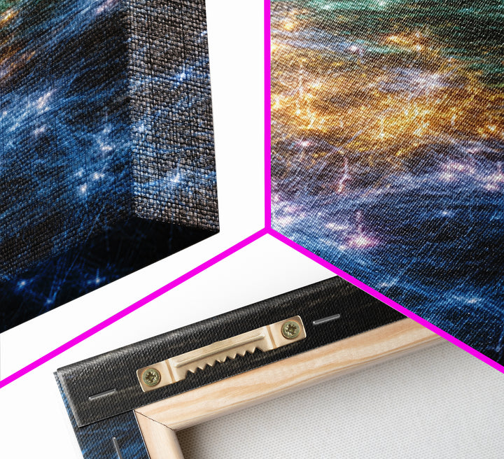 Glowing Data Constellation Abstract Wall Art, Modern Canvas Art, Digital Art, Blue Home Decor, Large Office Decor Gift For Him