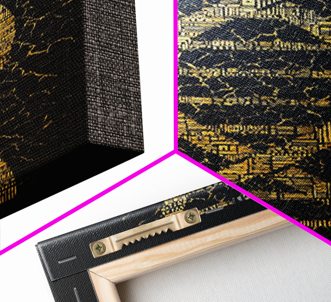 Golden Double Helix Genealogy Abstract Wall Art, Afrocentric Art, Black And Gold Art, Modern African Art Decor, Statement Wall Decor