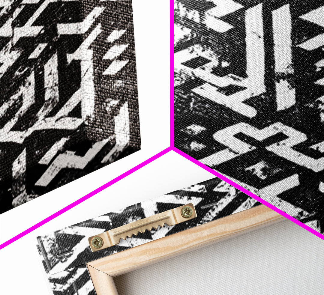 Black White Mud Cloth Geometric Wall Art, African Tribal Art Print, Minimalist Pattern, Ethnic Decor For Modern Home And Office