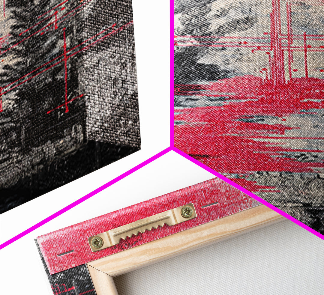 Surreal Red And Black Landscape Canvas Print, Mystical Abstract Art, Gothic Nature Scene Art For Bold Modern Wall Decor Gift