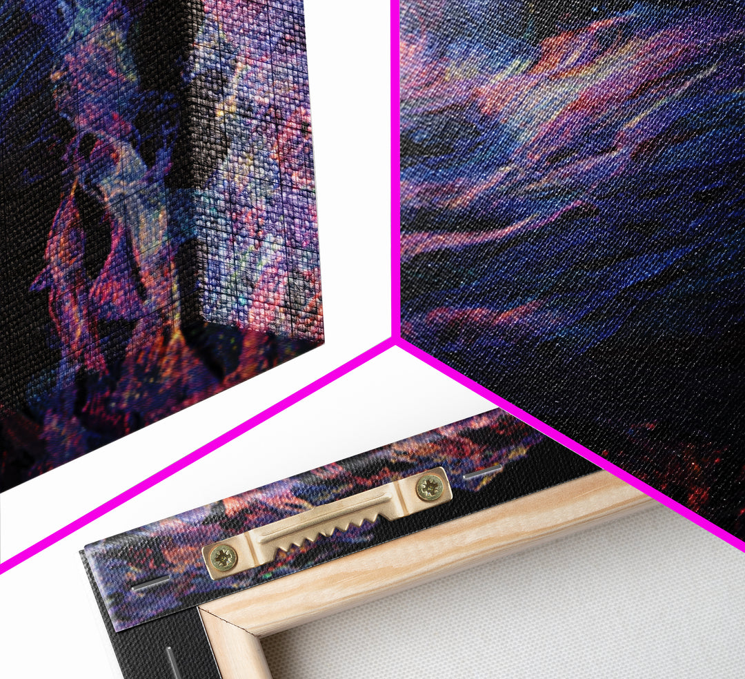 Iridescent African Woman Portrait Canvas Print, Afrofuturism Art, Mystical Black Beauty Decor, Contemporary Wall Art Gift