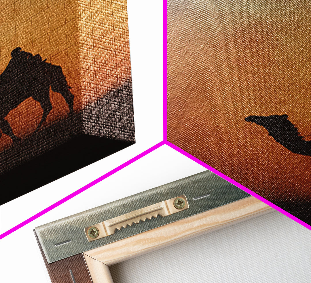 Solitary Camel Rider Wall Art, African Desert Sunset, Boho Safari Art Print, Earth Tone Bedroom Decor, Housewarming Gift