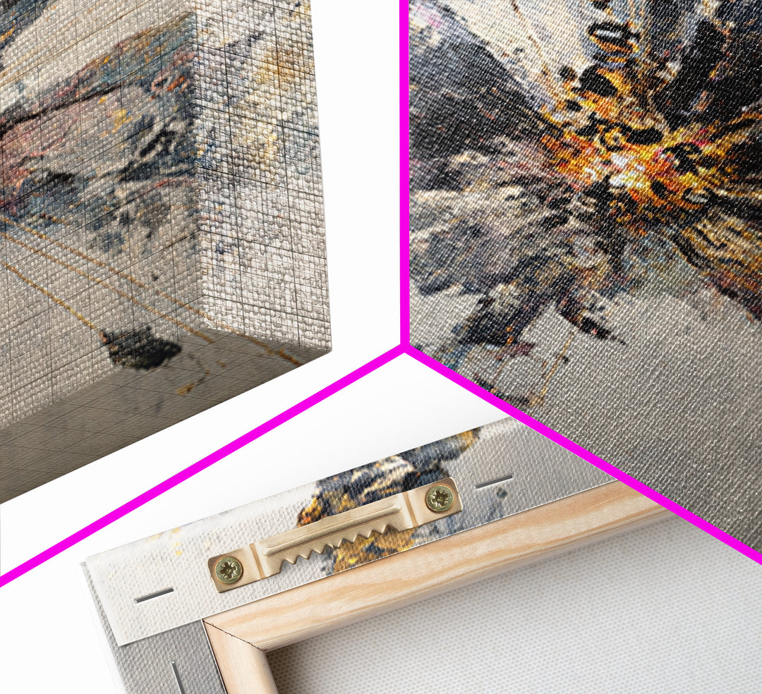 Explosive Gray Gold Abstract Burst Canvas Print, Modern Abstract Wall Art, Luxury Office Decor, Statement Living Room Art