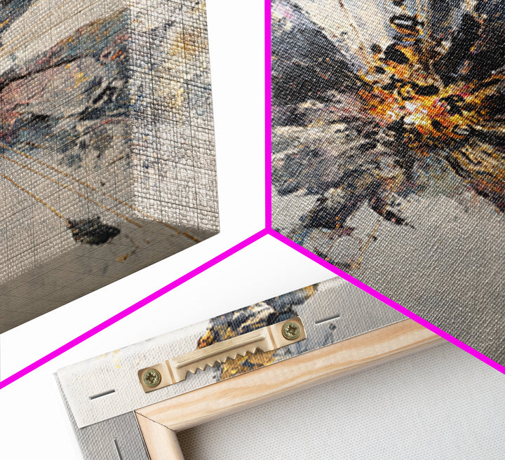 Explosive Gray Gold Abstract Burst Canvas Print, Modern Abstract Wall Art, Luxury Office Decor, Statement Living Room Art