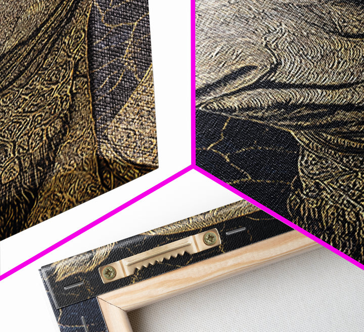 Intricate Gold Camel Portrait Canvas Print, African Safari Wall Art, Black And Gold Animal Art, Boho Desert Home Decor Gift