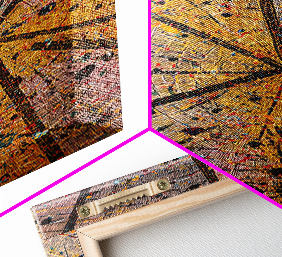 Radiant Orange Tribal Starburst Abstract Wall Art, African Pattern Print, Geometric Afrocentric Decor, Bold Canvas Artwork